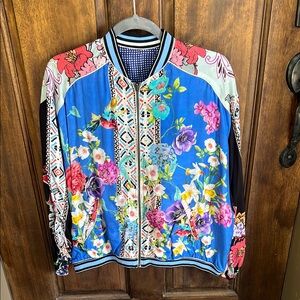 Johnny Was Artistic Blue and Red Bomber Jackets